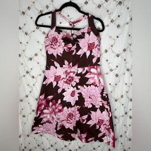 Aqua Blues Pink Floral Halter Dress